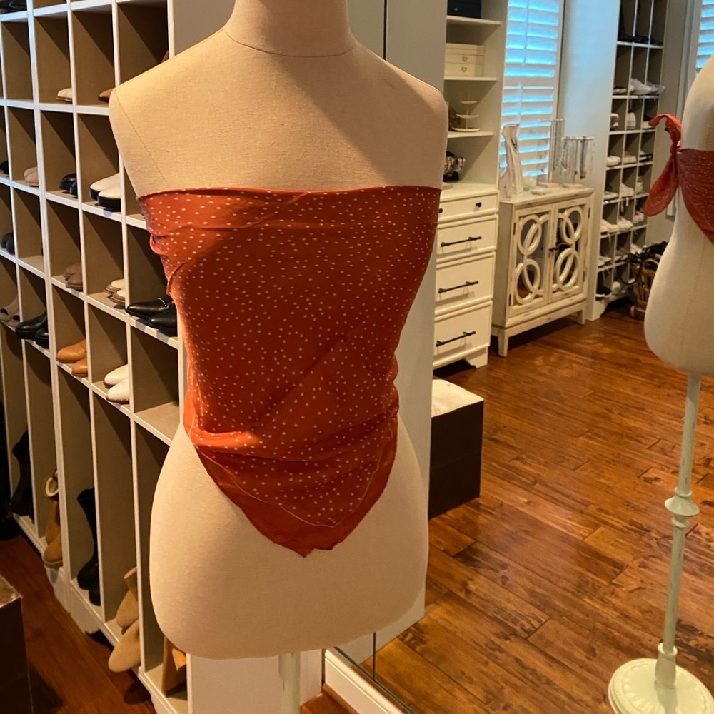 Orange Polka Dot Scarf Top